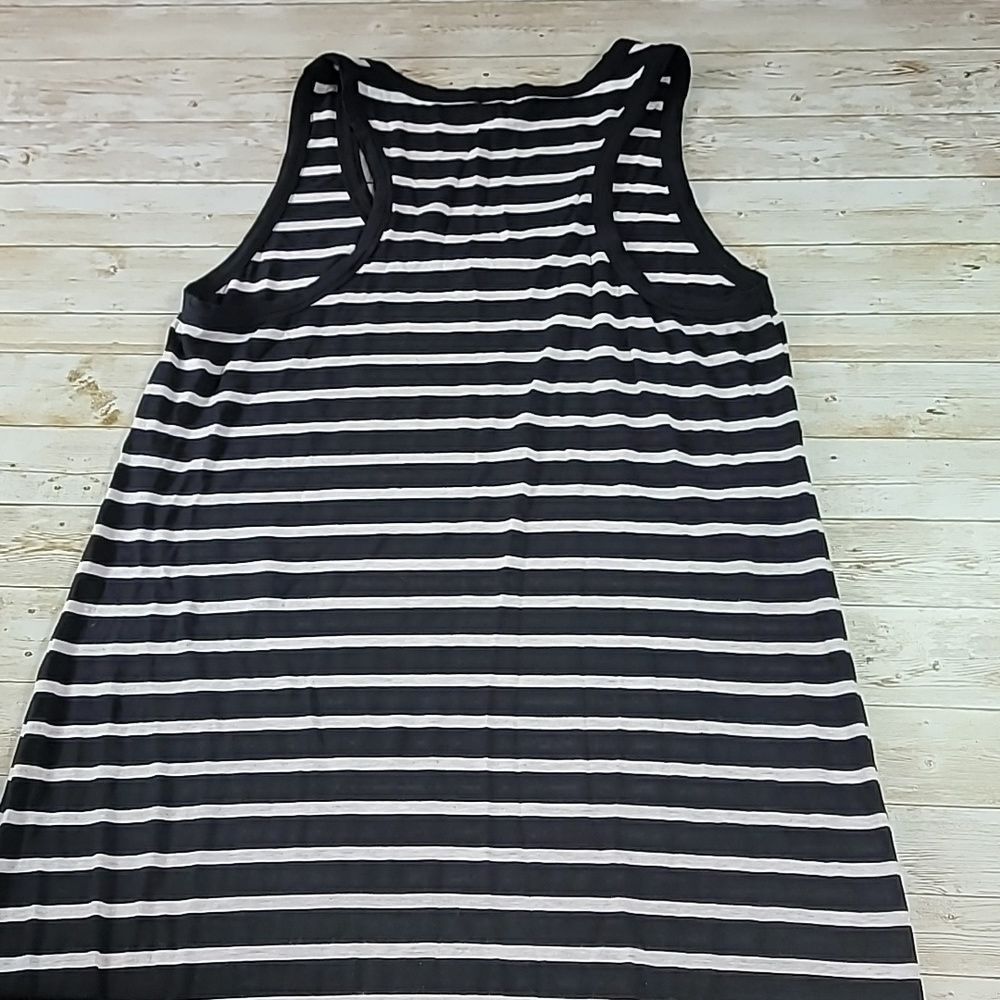 J. Crew Womens Black White Striped Scoop Neck Racerback Maxi Tank Dress Size M - Picture 5 of 8